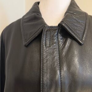Authentic PRADA vintage black leather men overcoat size54/IT/44US/XL